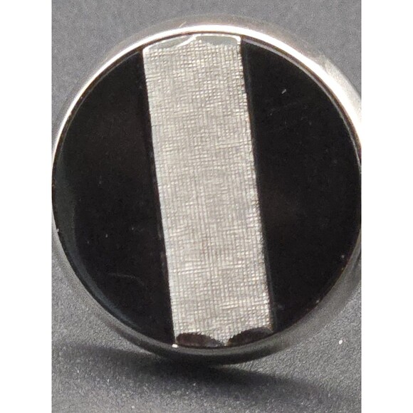 Vintage Black and Silver Round Swank Men's Cufflinks - Picture 2 of 5